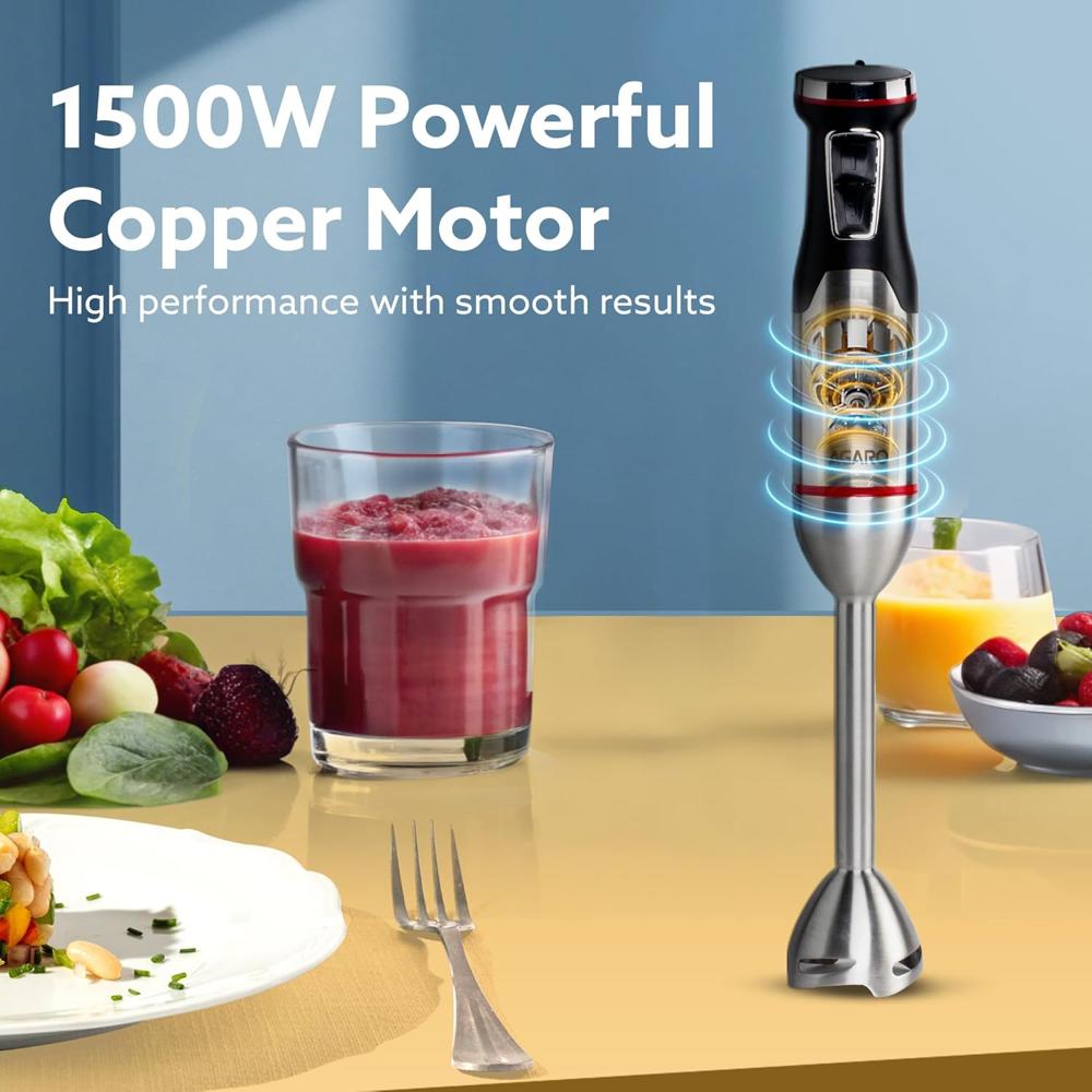 AGARO Royal Hand Blender & Chopper, 1500 Watts Copper Motor, 2 Modes &(34150)