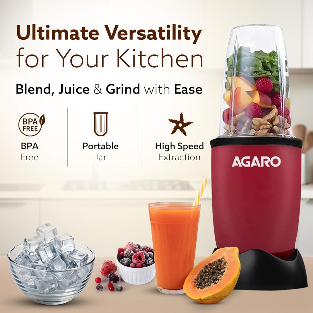AGARO Regal Nutri Blender with 3 Jars, 400 Watts Personal Blender with 100% Copper Motor (34011)