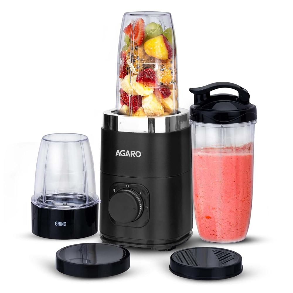 Agaro Galaxy 3 Jar Personal Blender, 400w, Serrated And Cross Blade With Detachable Base(34130) - Capacity: 700ml+500ml+300ml Milliliter (ml)
