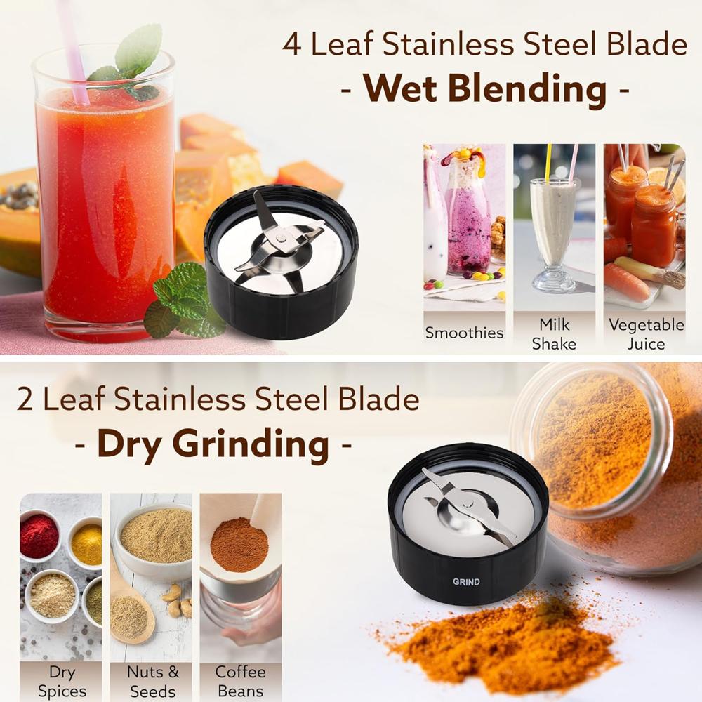 AGARO Galaxy 3 Jar Personal Blender, 400W, Serrated and Cross Blade with Detachable Base(34130)