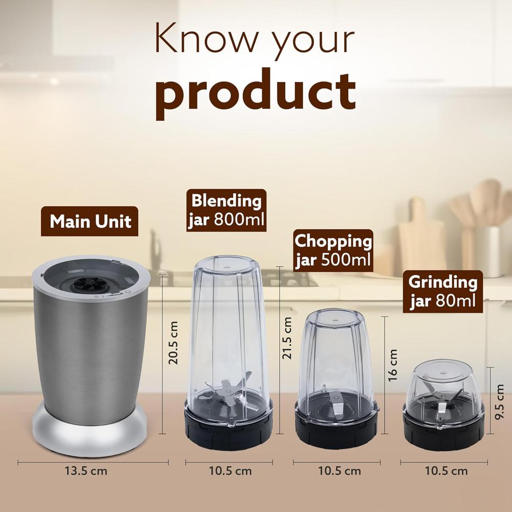AGARO Nutri-Max Personal Blender 1000 Watts, Mixer/Grinder/Smoothie Maker, Blender(34282)