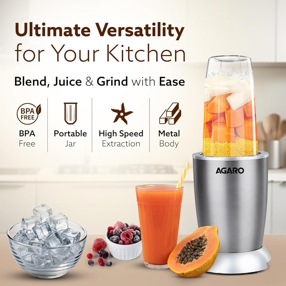 AGARO Nutri-Max Personal Blender 1000 Watts, Mixer/Grinder/Smoothie Maker, Blender(34282)