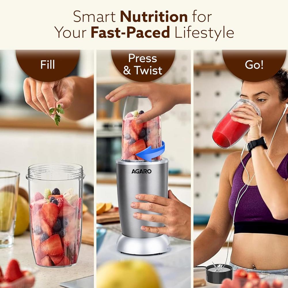 AGARO Nutri-Max Personal Blender 1000 Watts, Mixer/Grinder/Smoothie Maker, Blender(34282)
