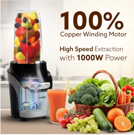 AGARO 1000 W Grey Electric Whisk (Nutri Blender)33287