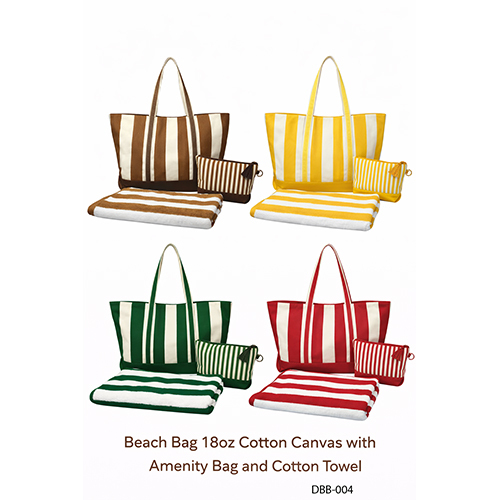 DBB-004 Beach Bag 18oz Cotton Canvas with Amenity Bag and Cotton Towel