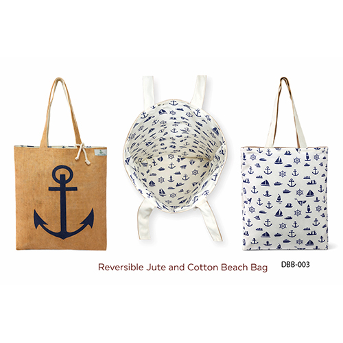 DBB-003 Reversible Jute and Cotton Beach Bag