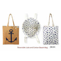 Dbb-003 Reversible Jute And Cotton Beach Bag
