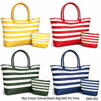 Dbb-002 18oz Cotton Canvas Beach Bag With Pu Trims