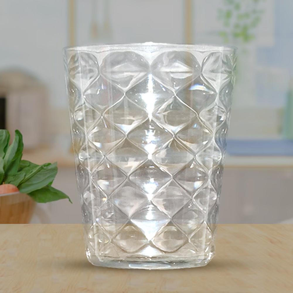 Apex Pyramid Design Unbreakable Plastic Glass 300 Ml - Color: Mix