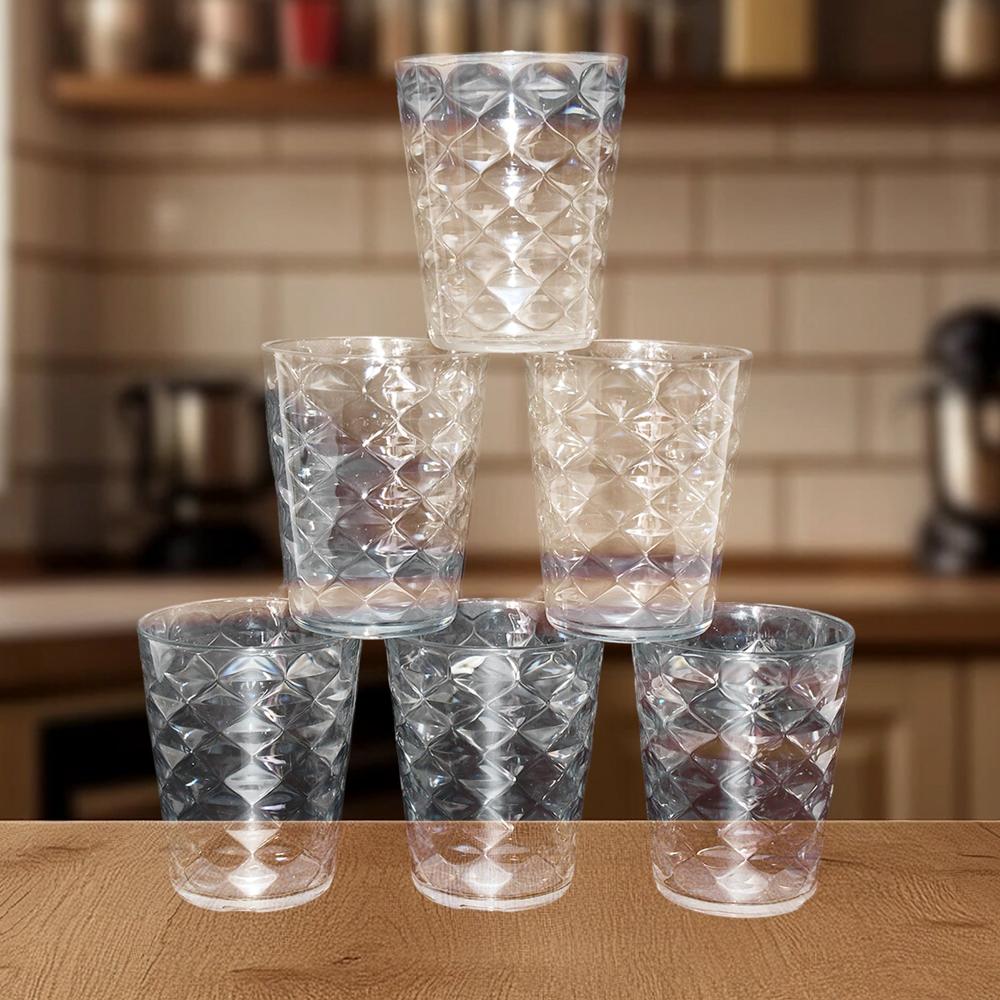 Apex Pyramid Design Unbreakable Plastic Glass  300 ML