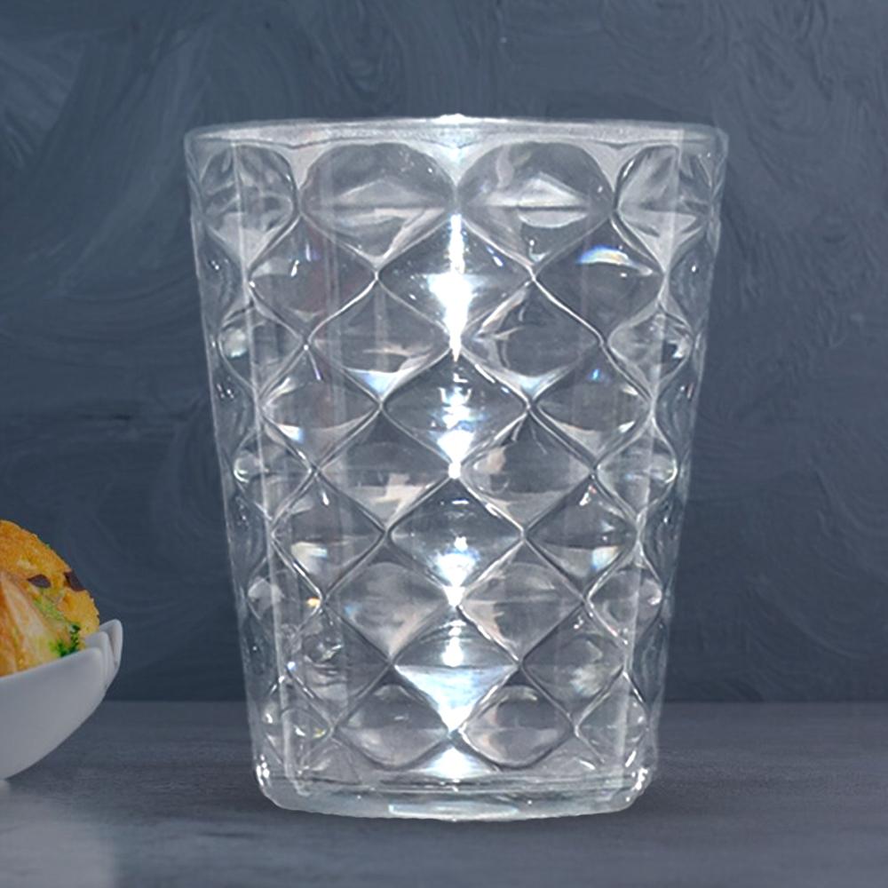 Apex Pyramid Design Unbreakable Plastic Glass  300 ML