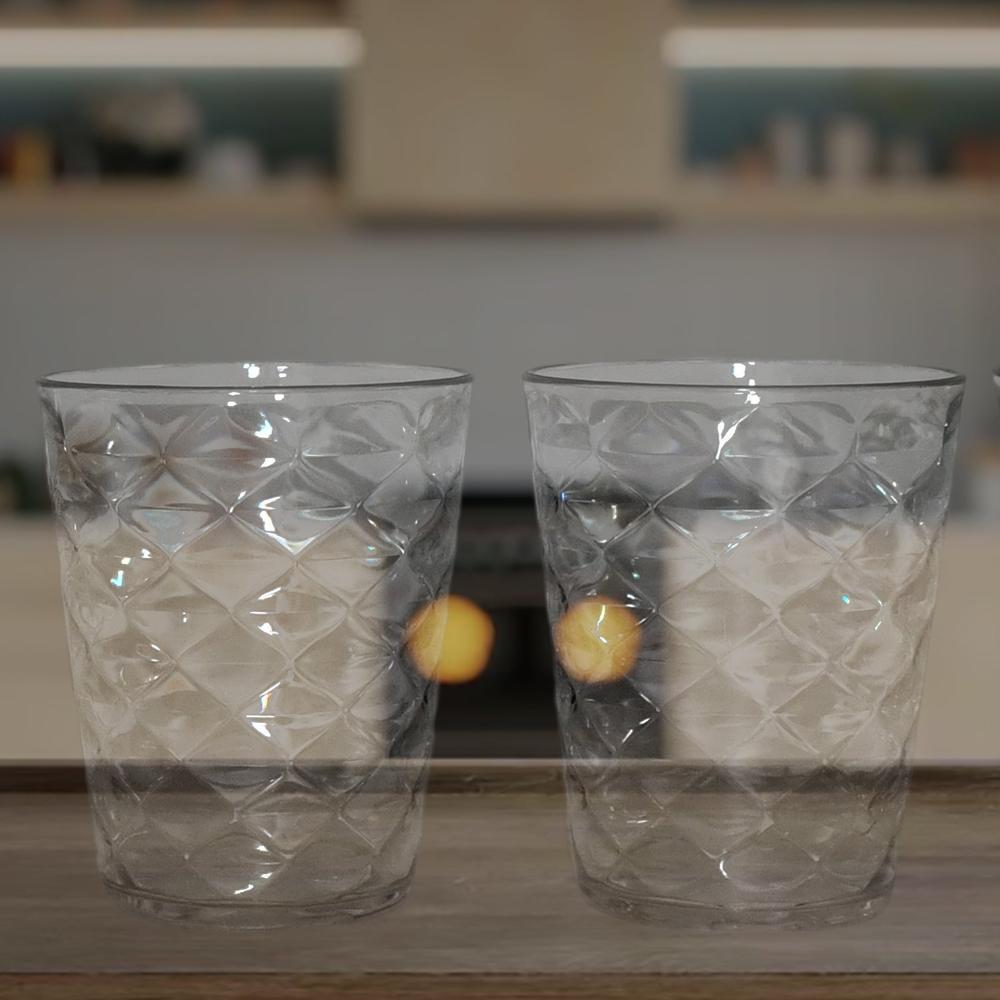 Apex Pyramid Design Unbreakable Plastic Glass  300 ML
