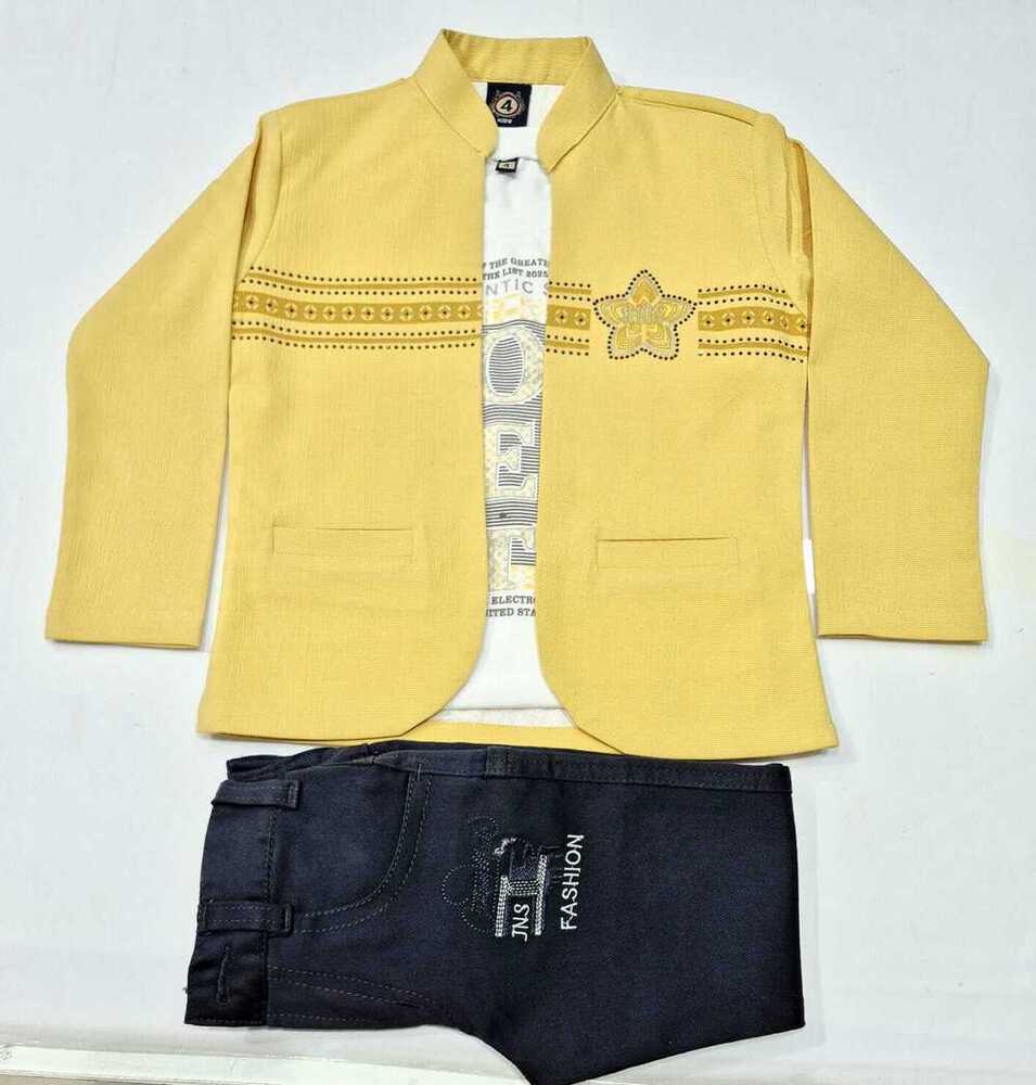 Party Wear Yellow 3 Piece Kids Wear