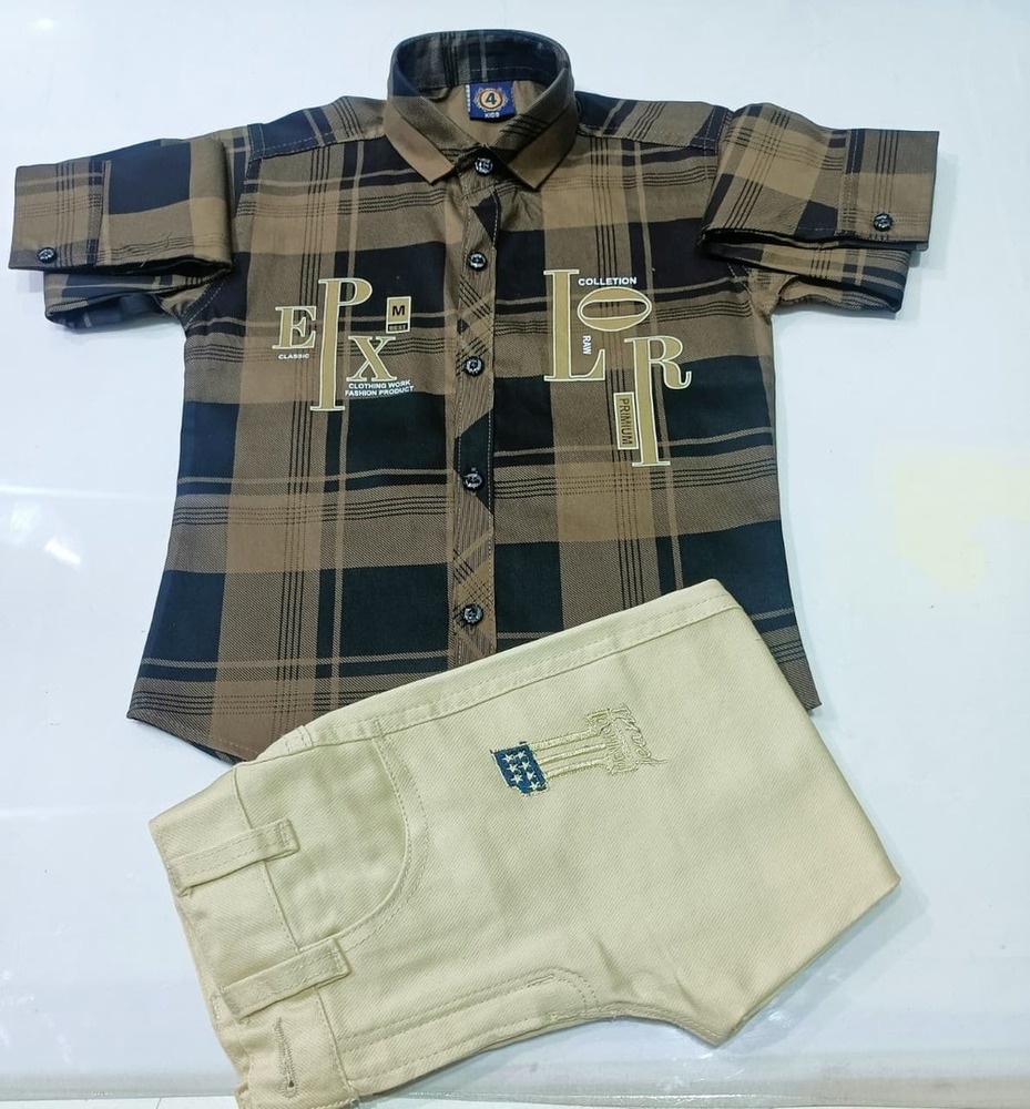 Full Seleves Kids Check Shirt Pant