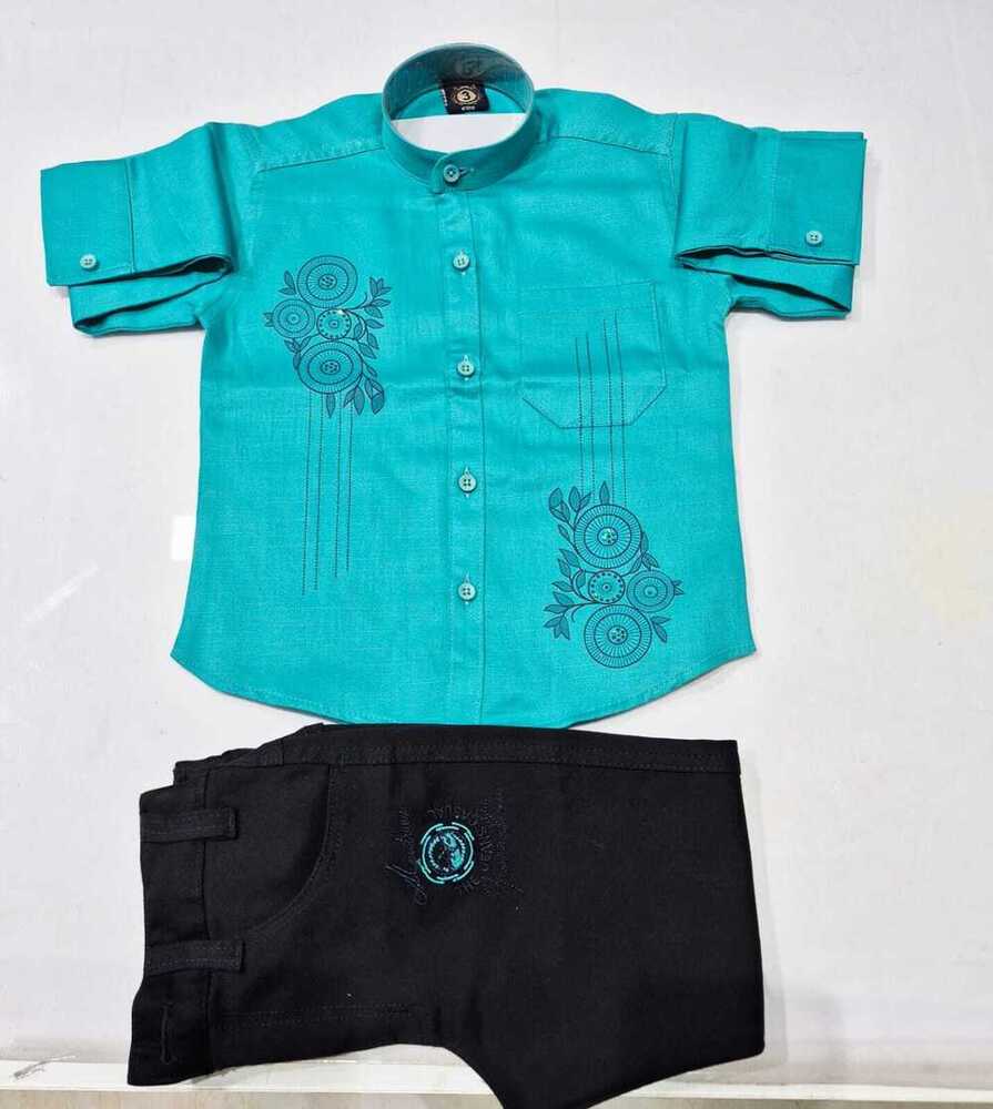 Blue Full Seleves Kids Shirt Pant