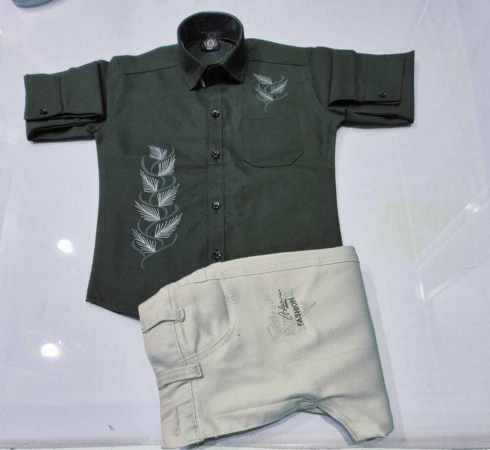 Kids Green Full Seleves Shirt Pant