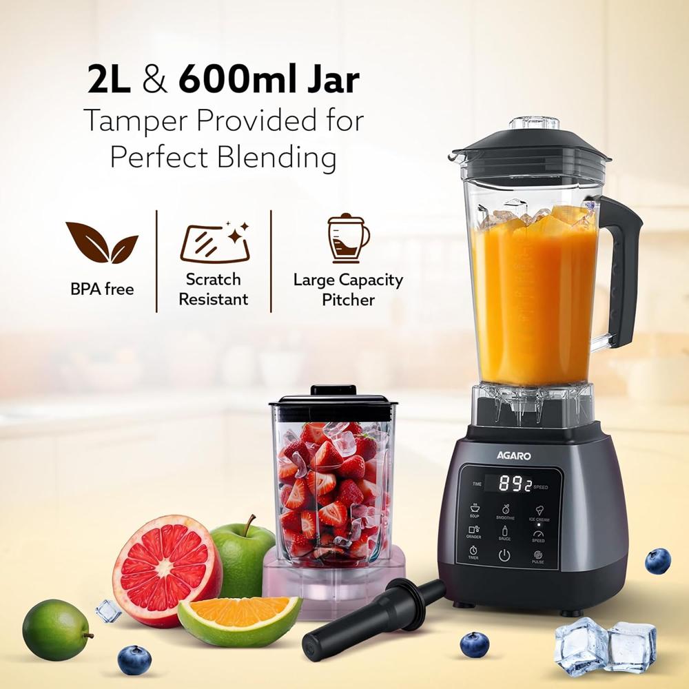 AGARO Royal Professional Blender/Grinder/Mixer, 2000W, 5 Preset Function, Commercial heavy duty blender, High Power & Speed Blender(33817)