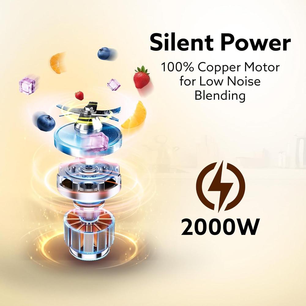 AGARO Royal Professional Blender/Grinder/Mixer, 2000W, 5 Preset Function, Commercial heavy duty blender, High Power & Speed Blender(33817)