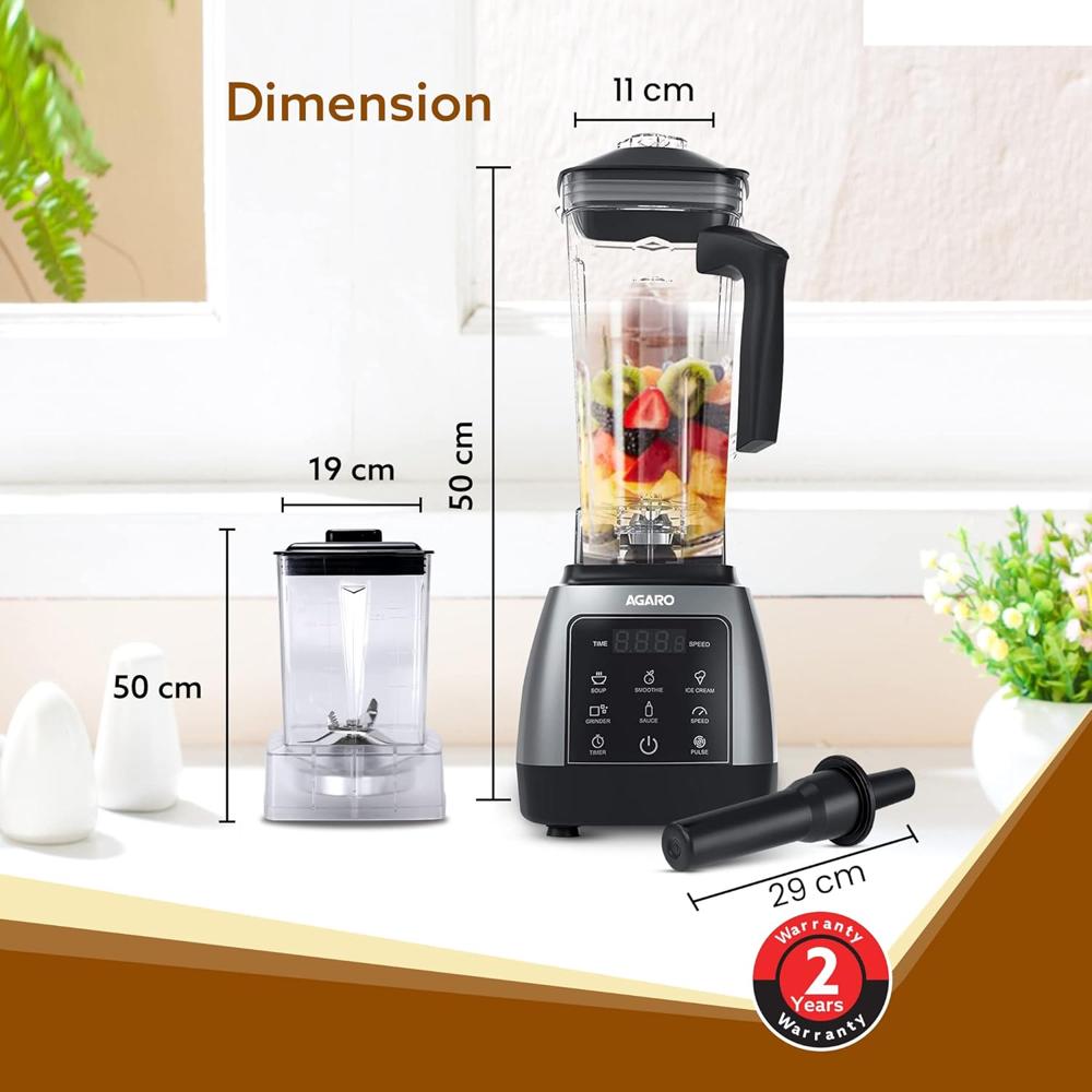 AGARO Royal Professional Blender/Grinder/Mixer, 2000W, 5 Preset Function, Commercial heavy duty blender, High Power & Speed Blender(33817)