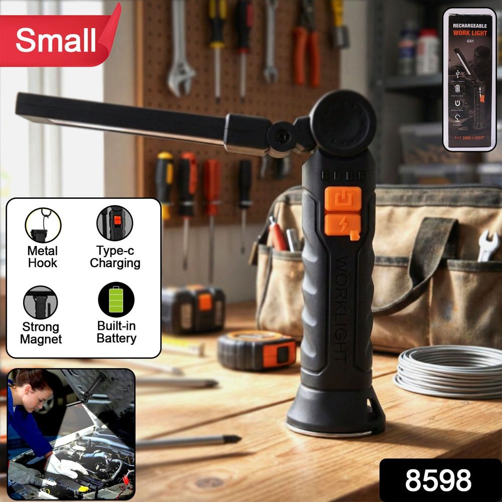 Compact Rechargeable Small Led Work Light With Adjustable Arm And Magnetic Base - Color: Mix