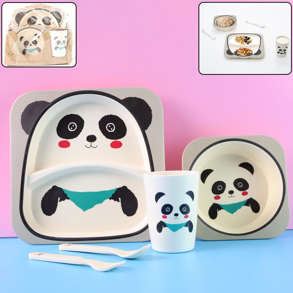 Eco-friendly Panda-themed Kids Dinnerware Set (5 Pc)