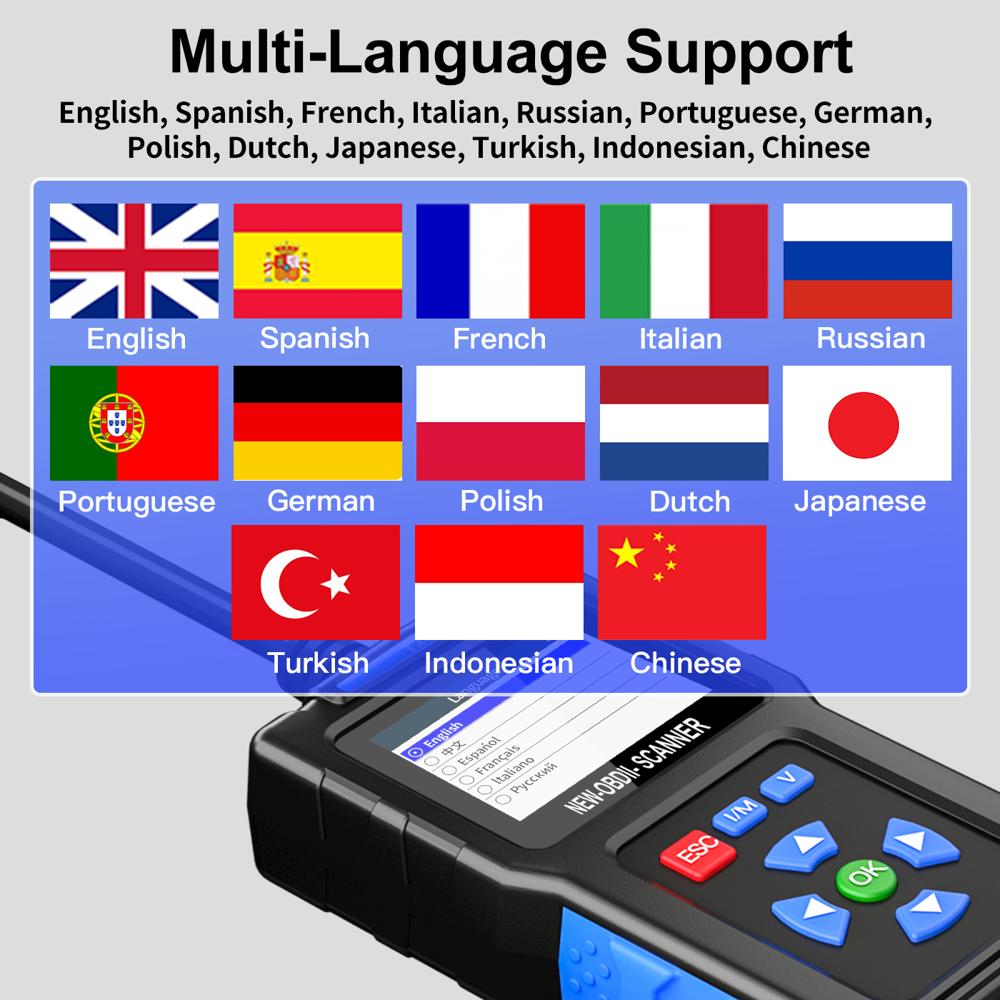 T200 OBD2 Scanner 2.4in TFT Color Screen Car Fault Code Reader Clear Check Engine Light