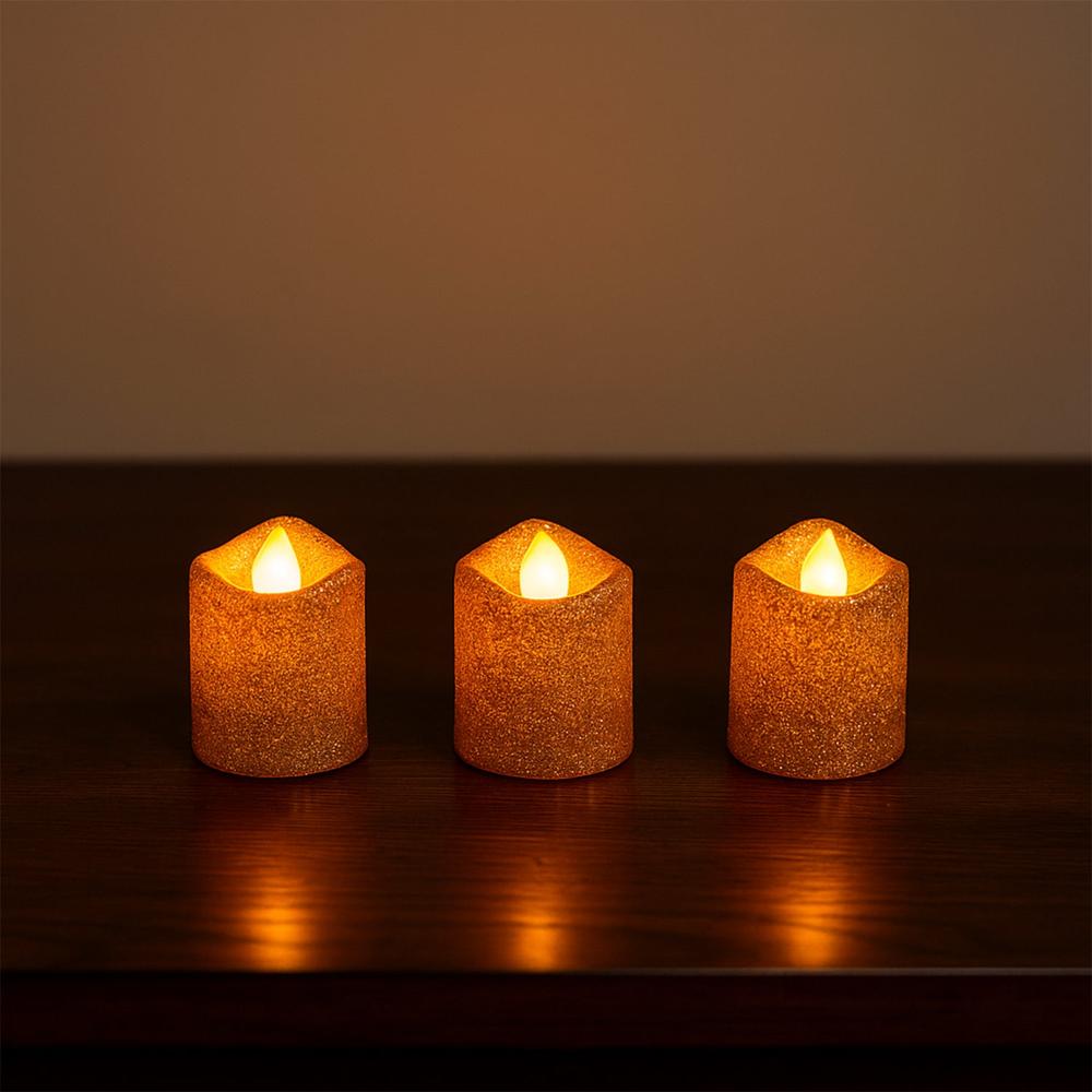 christmas Premium Glitter LED Tealight Candles (24 Pc Set)