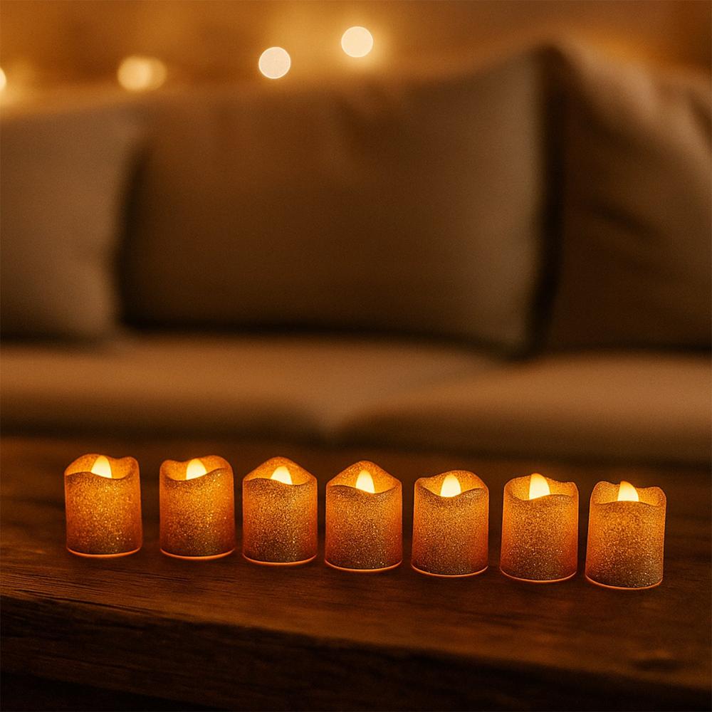 christmas Premium Glitter LED Tealight Candles (24 Pc Set)