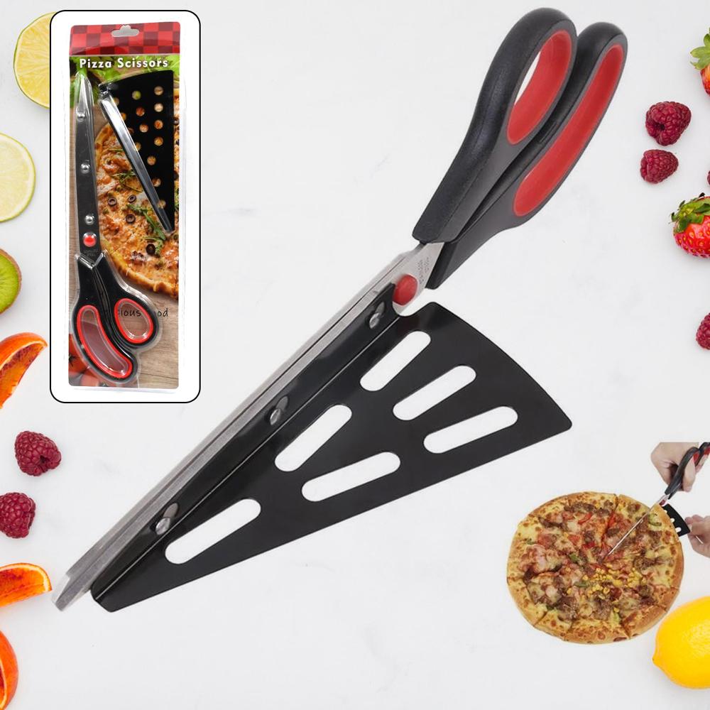 Stainless Steel Pizza Cutter Scissors Plastic Handle With Removable Spatula - Color: Mix