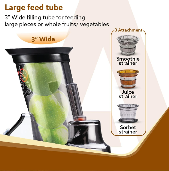 AGARO Imperial Slow Juicer, Professional Cold Press Whole Slow Juicer 240 W Juicer (Imperial Slow Juicer, Professional Cold Press Whole Slow Juicer | 2 Jars (33293)