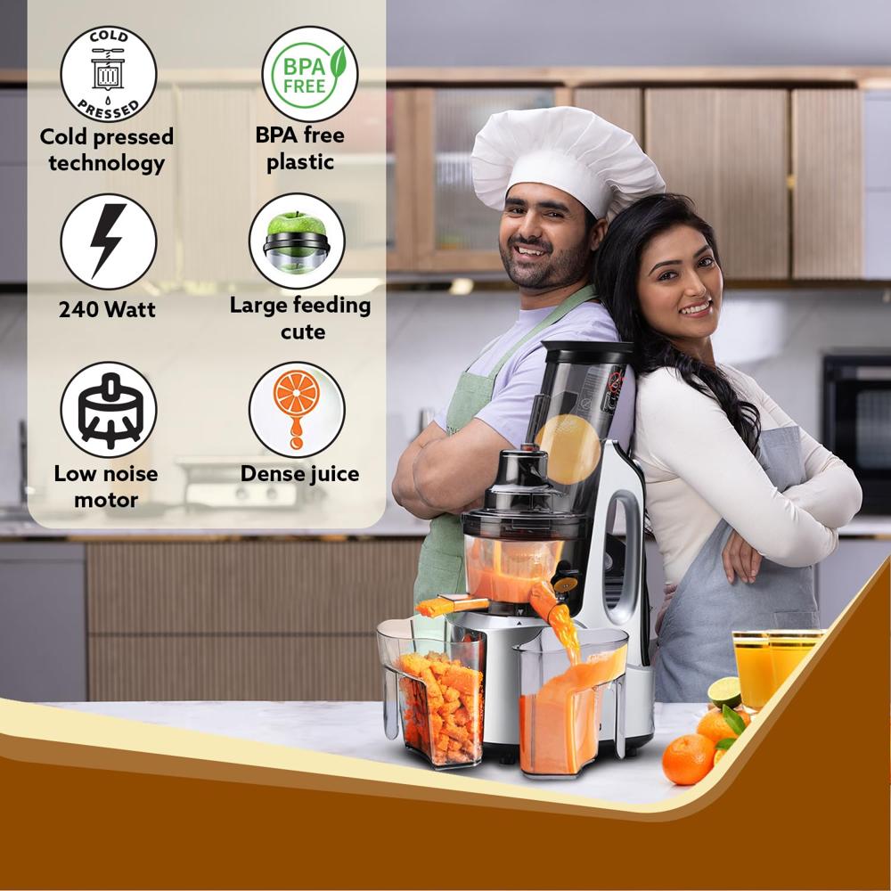 AGARO Imperial Slow Juicer, Professional Cold Press Whole Slow Juicer, 240 Watts Power Motor(33847)