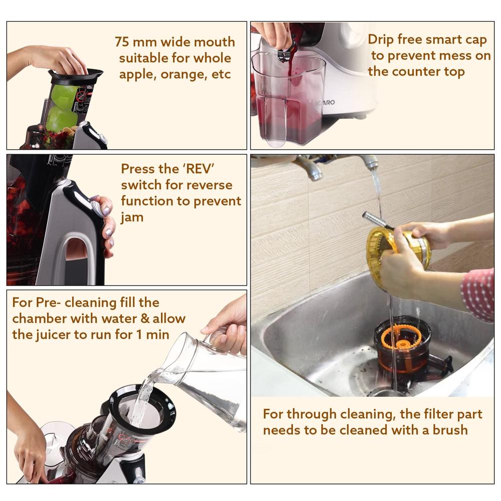 AGARO Imperial Slow Juicer, Professional Cold Press Whole Slow Juicer, 240 Watts Power Motor(33847)