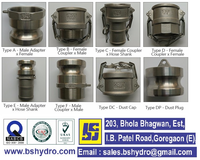Cam Lock Coupling Fitting - Stainless Steel, 2 Inch, Silver Color , Round Shape, Ideal For Hydraulic Pipe Applications, Weighs 500g