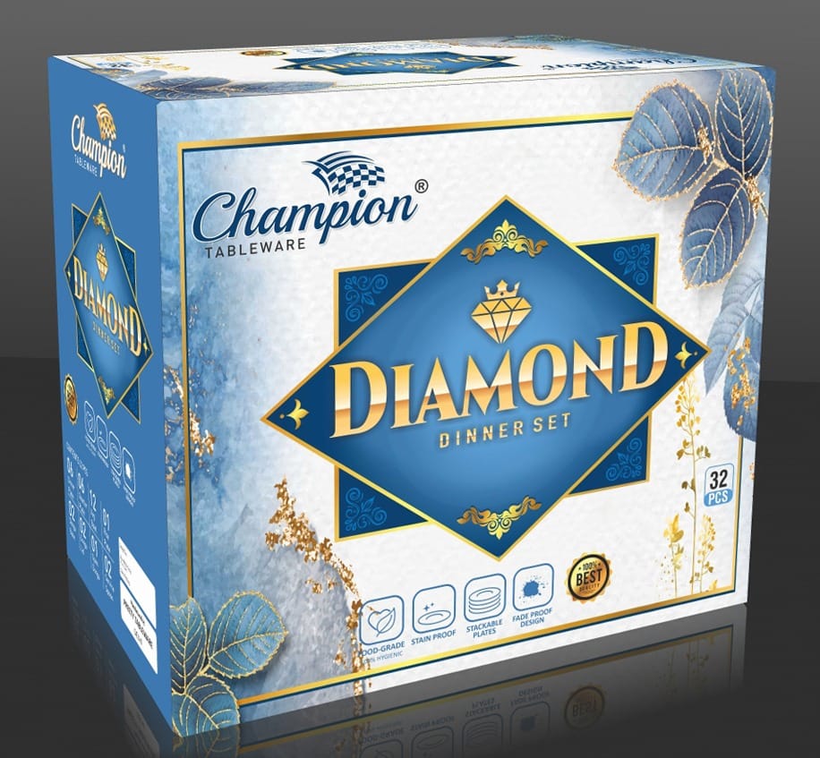 Melamine Champion Dimond 32 Pcs - Color: Multi