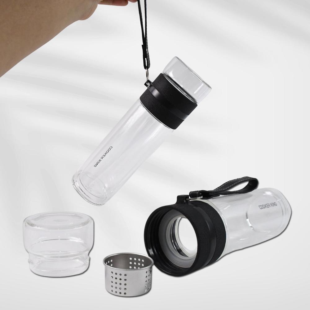 Outdoor Sport Glass Water Bottle With Steel Lid / 500 Ml Approx) - Color: Mix