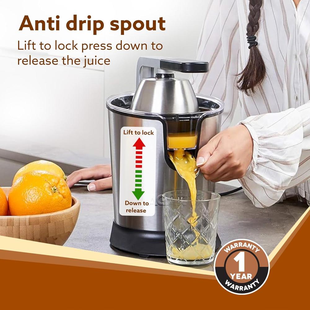 AGARO Regency Electric Citrus Juicer 350W, 650 ml, Pulp Regulator, AC Copper Motor(34062)