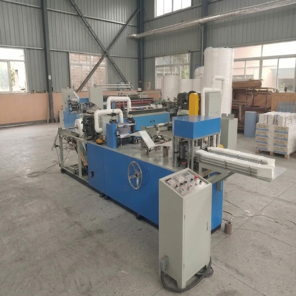 L FOLD CUBE NAPKIN TISSUE CONVERTING SINGLE PRINTING & SINGLE EMBOSSING Machine