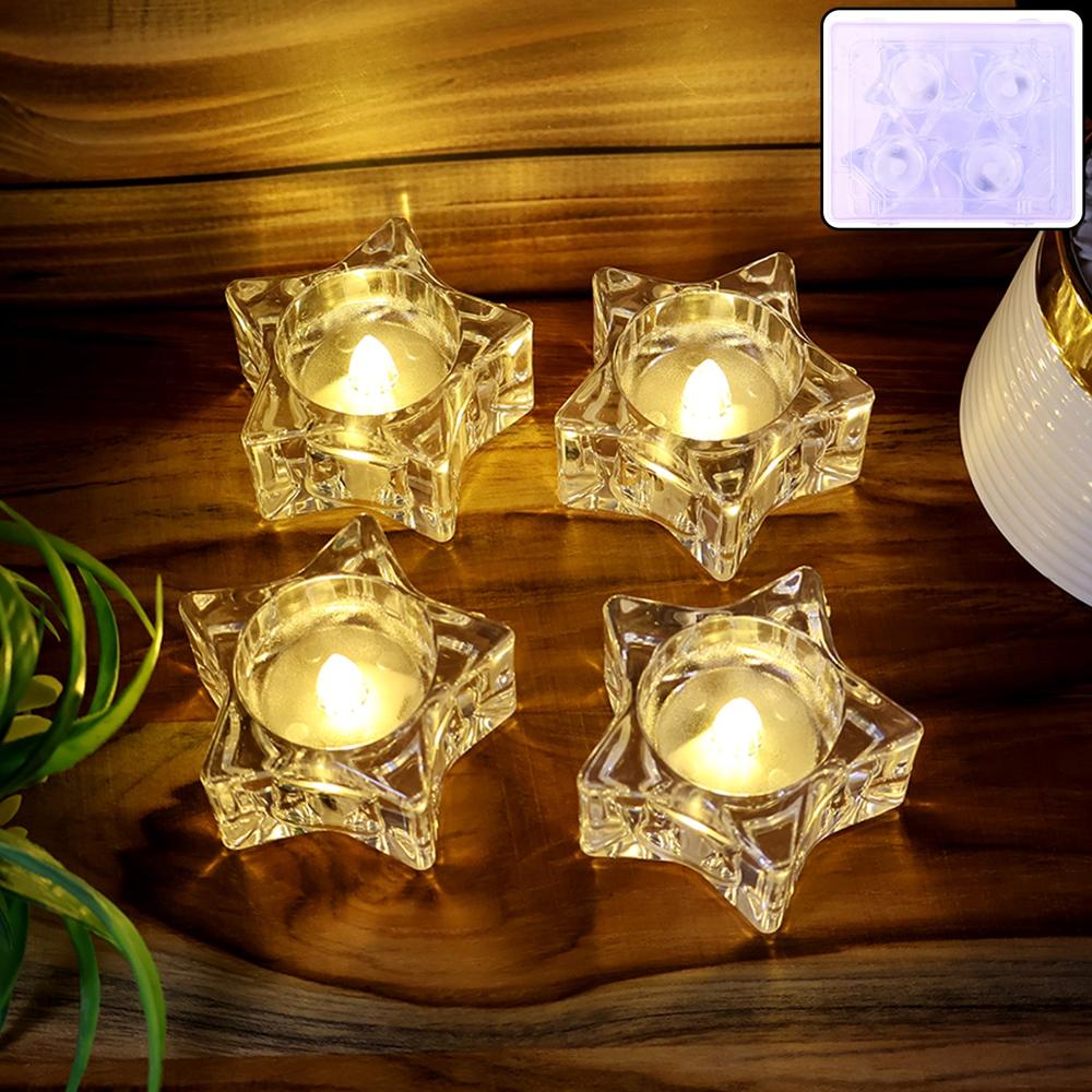 Flameless Star-Shaped Led Candles (4 Pc / Set) - Color: Mix