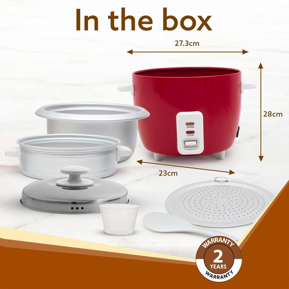 AGARO Elegant Electric Rice Cooker, 1L, 700 gms (approx. 5 cups) raw rice, 400W, Automatic Boiler, Steamer(33957)
