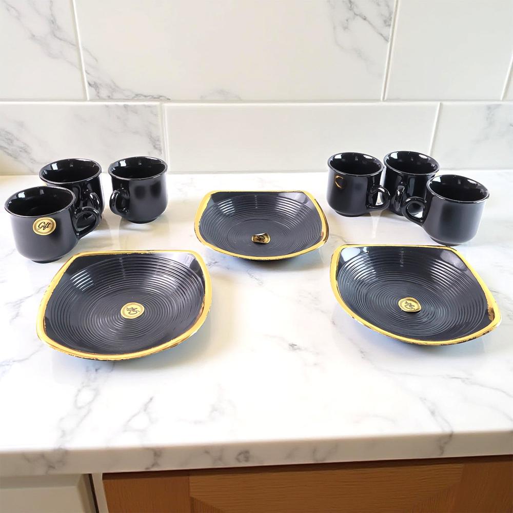 Sweet Buzz 9-Piece Seashell Ceramic Cup Set  Ideal for Home & Gifts