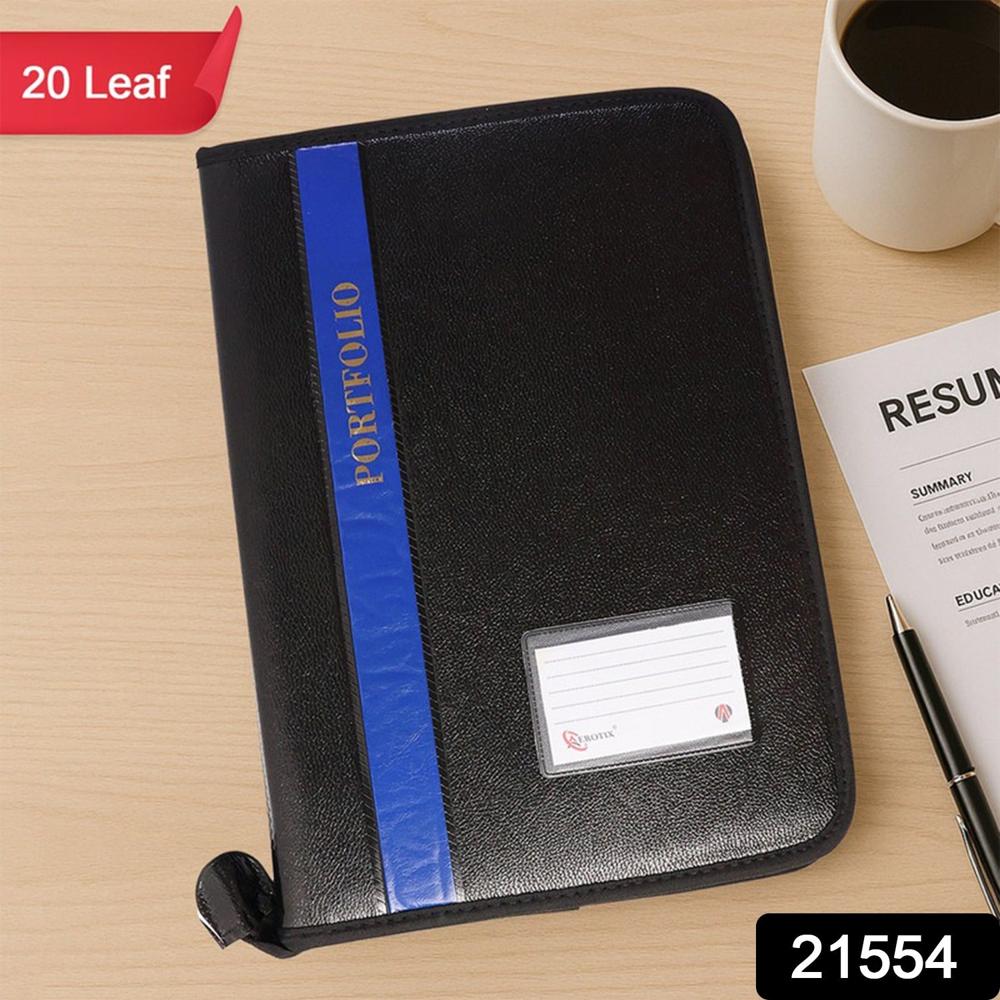Aerotix A4 Portfolio File Zipper 20 Leaf Professional Document Organizer Folder - Color: Mix