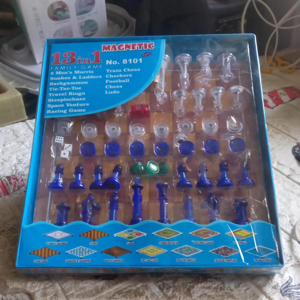 13 in 1 Family Board Game Chess, Space Venture, Steeplechase Set for Kids