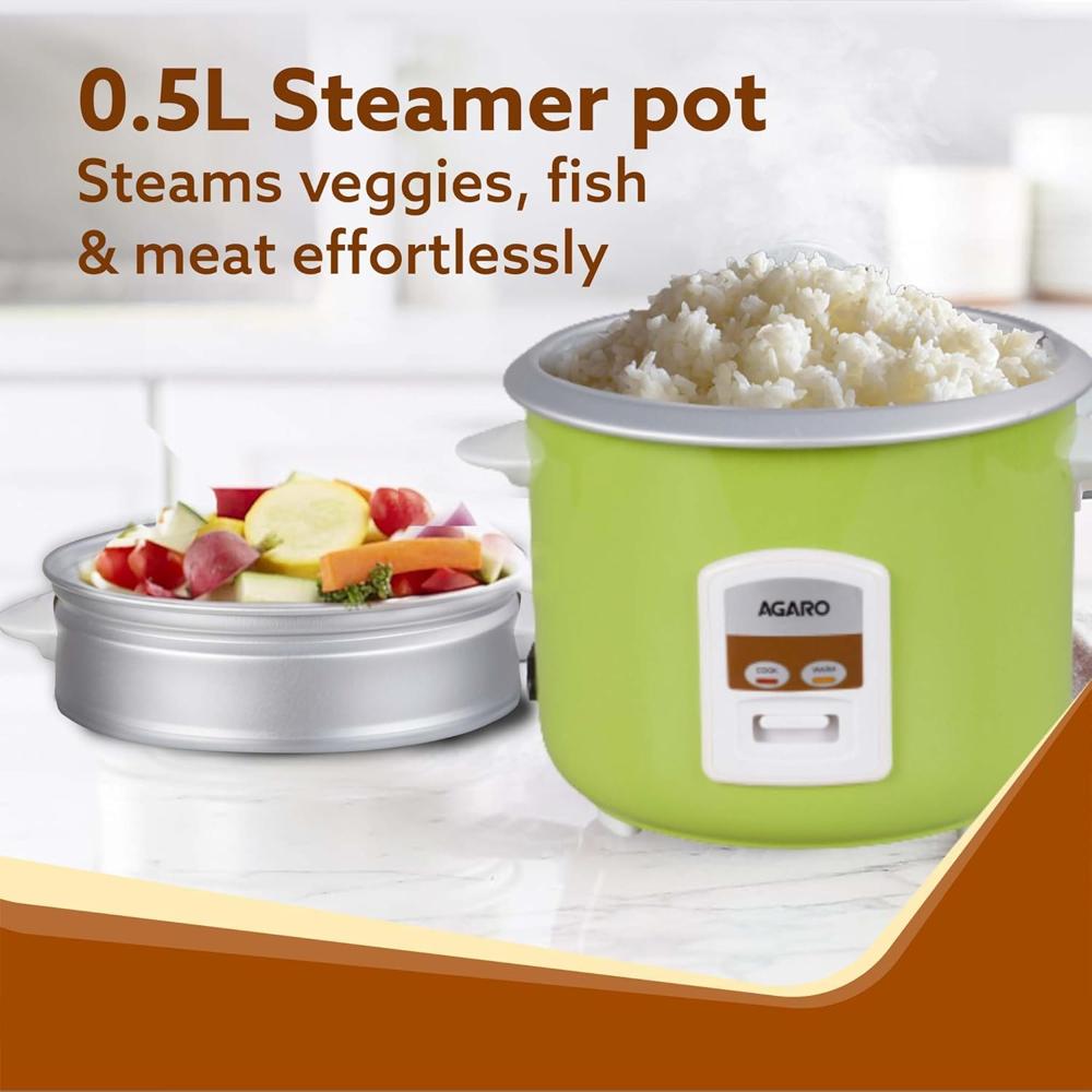 AGARO Marvel Electric Rice Cooker, 1.8L, 1.5 Kgs (approx. 10 cups) raw rice, 700W, Automatic Boiler(33958)