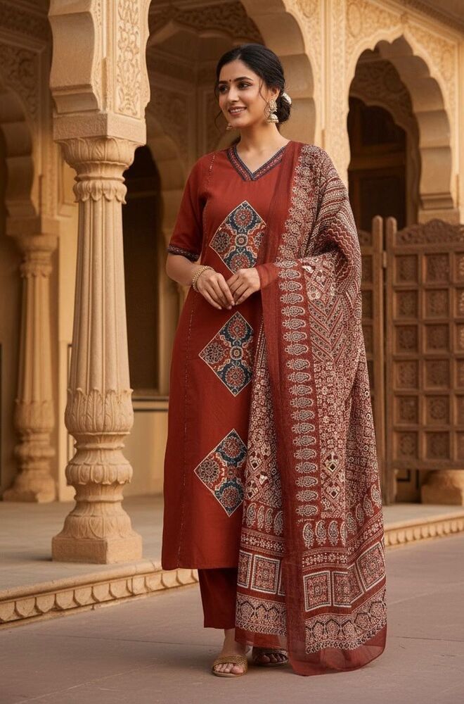 Patch Work Designer 3 Piece Suit Set