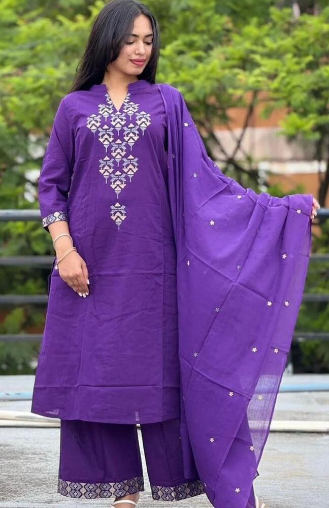 Pixel Embroidery 3 Piece Suit Set