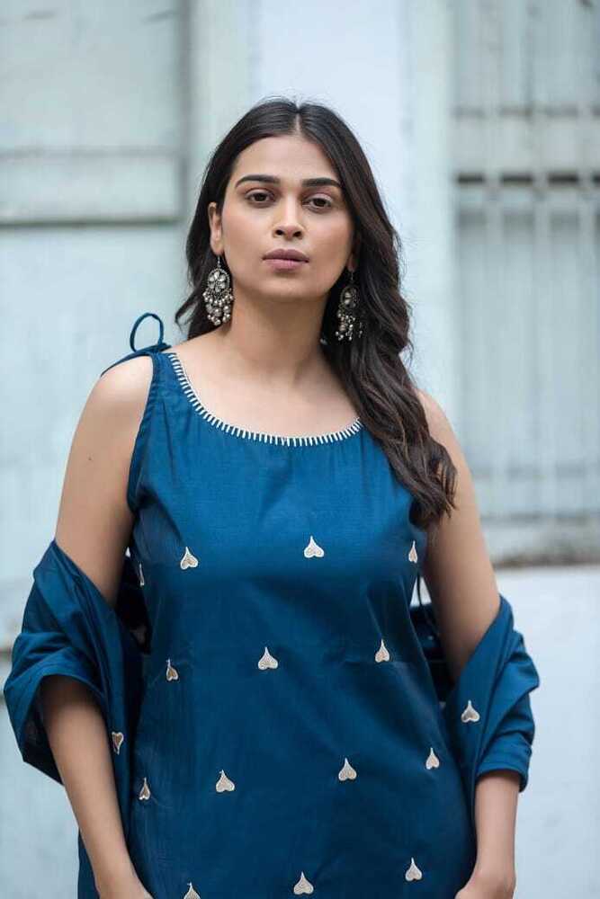 Sleeveless Blue 3 Piece Suit Set