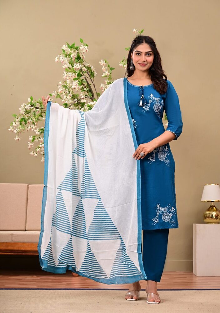 Ancient Print Daily Wear 3 Piece Suit Set
