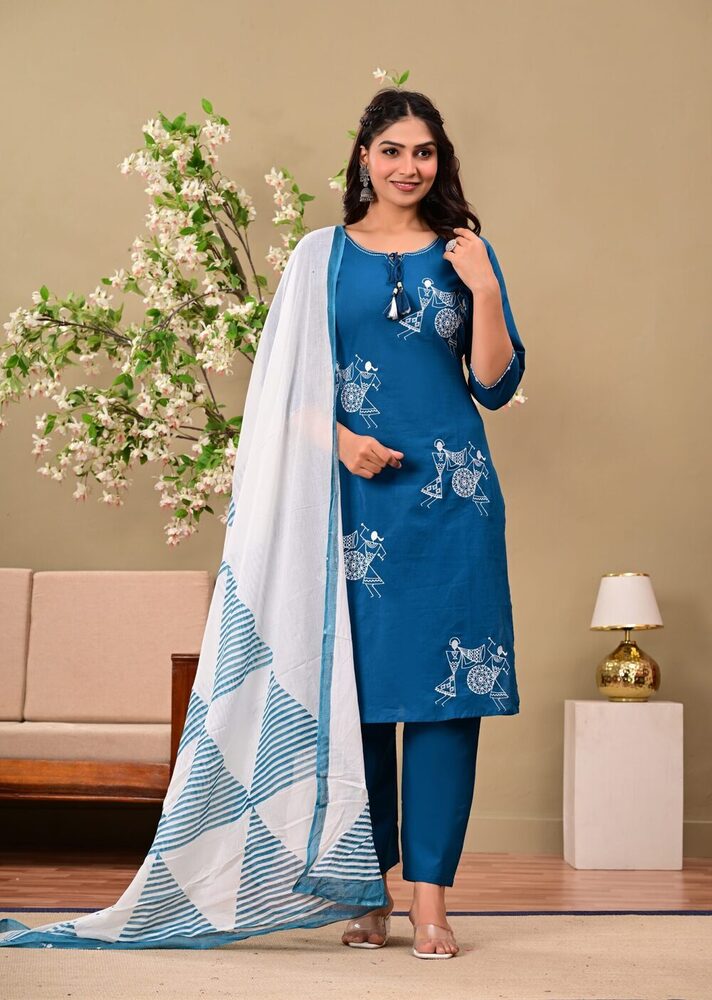 Ancient Print Daily Wear 3 Piece Suit Set