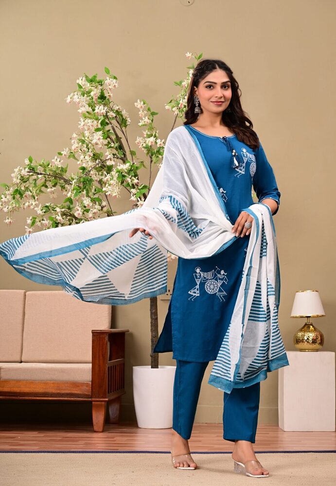 Ancient Print Daily Wear 3 Piece Suit Set