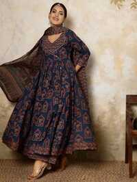 Angrakha Darbar Printed Anarkali Suit - Bust Size: Custom/standard Sizes